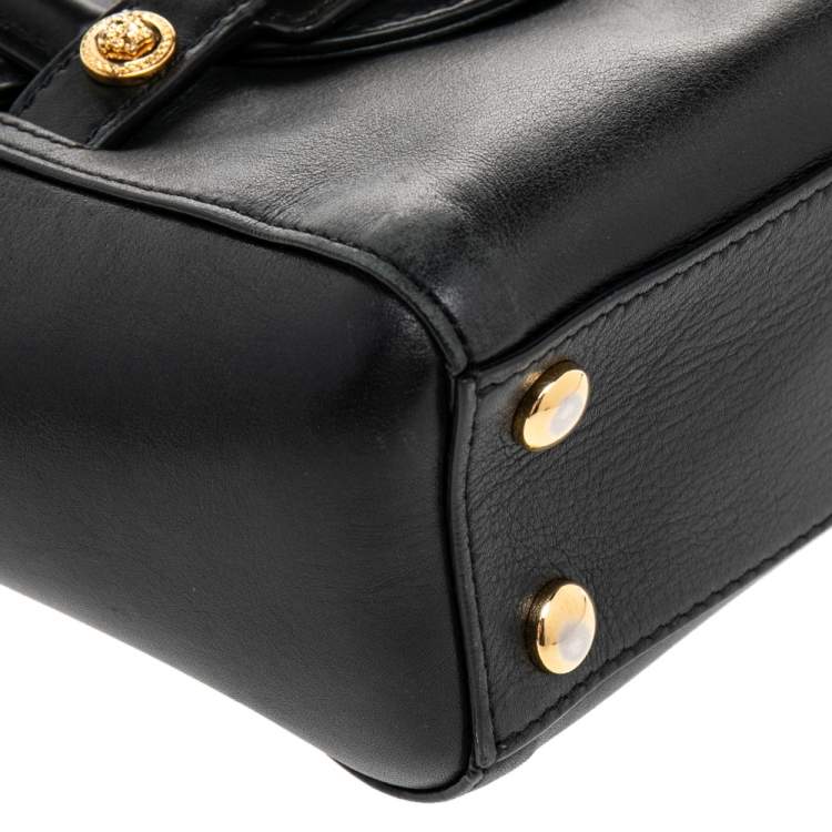 Pre Owned Versace Black Leather Mini Signature Satchel