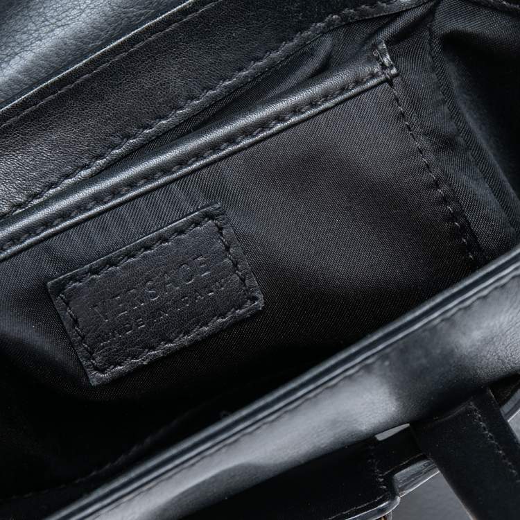 Pre Owned Versace Black Leather Mini Signature Satchel