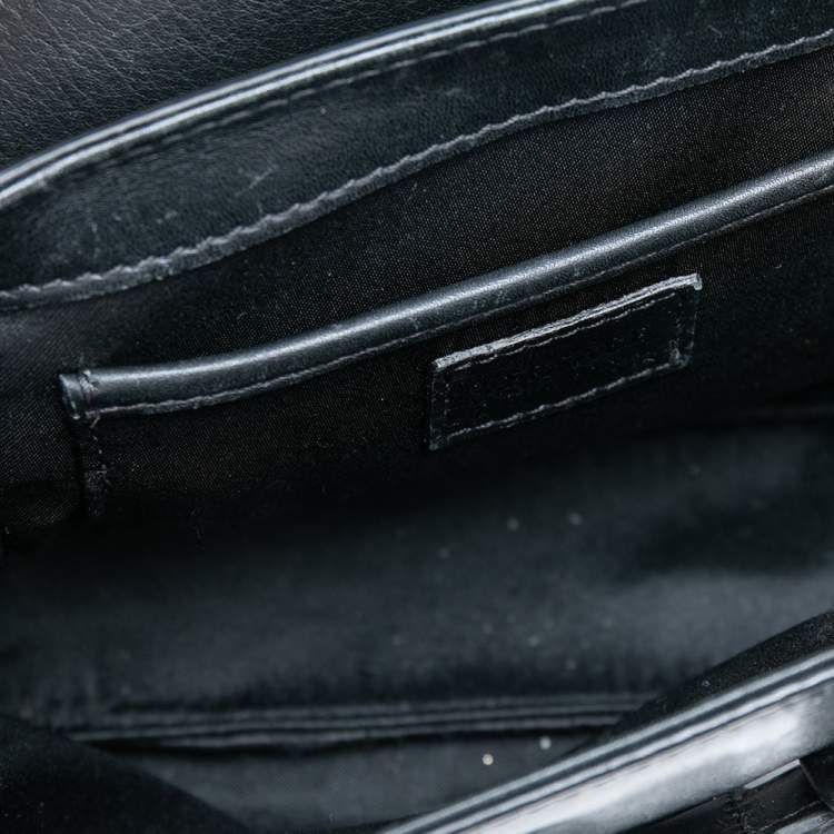 Pre Owned Versace Black Leather Mini Signature Satchel