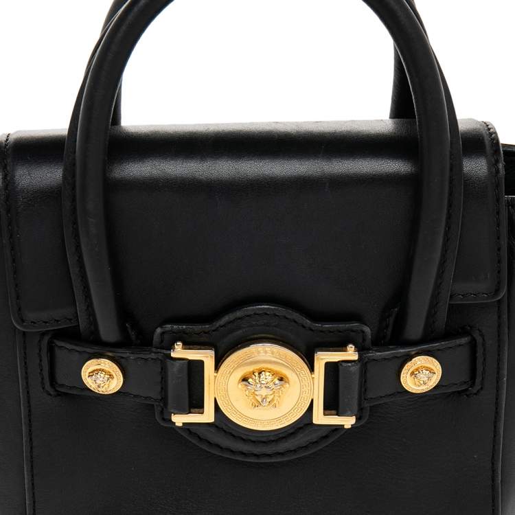 Pre Owned Versace Black Leather Mini Signature Satchel