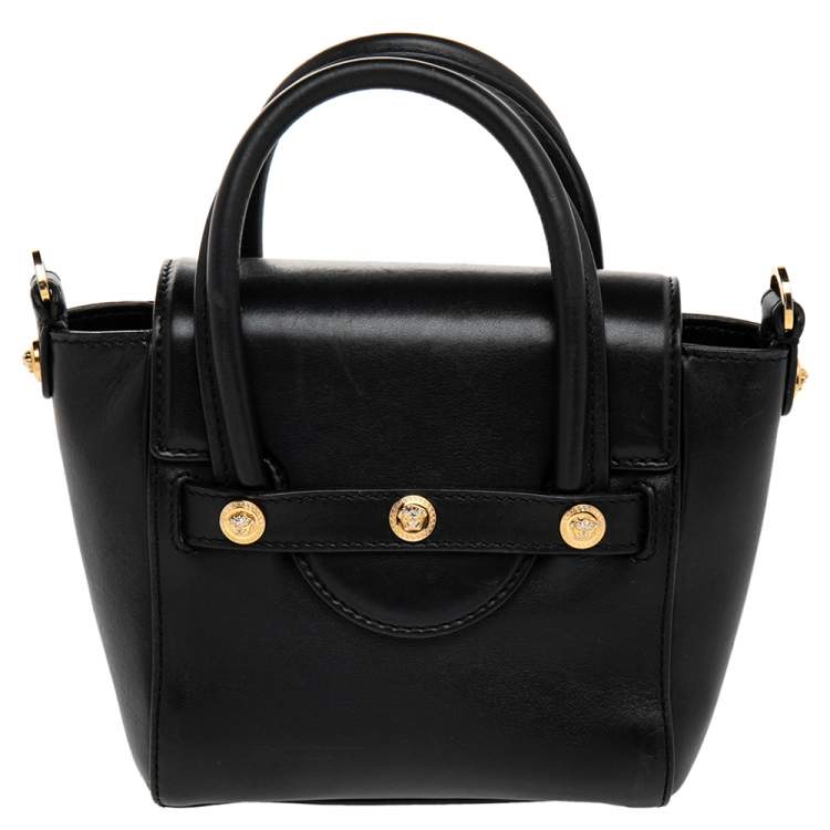 Pre Owned Versace Black Leather Mini Signature Satchel