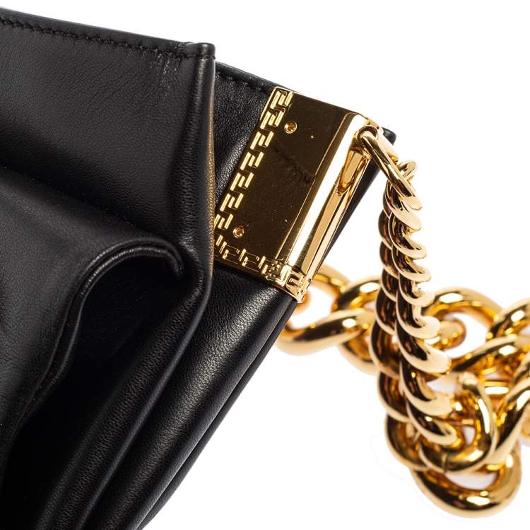 مملوكة مسبقًا Versace Black Leather Medusa Sultan Shoulder Bag