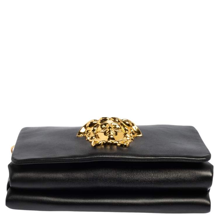 مملوكة مسبقًا Versace Black Leather Medusa Sultan Shoulder Bag