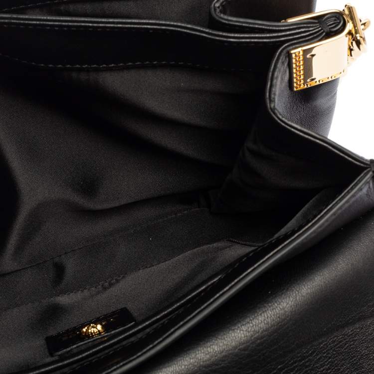 مملوكة مسبقًا Versace Black Leather Medusa Sultan Shoulder Bag