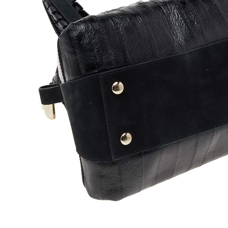 Pre Owned Versace Black Leather Zip Satchel
