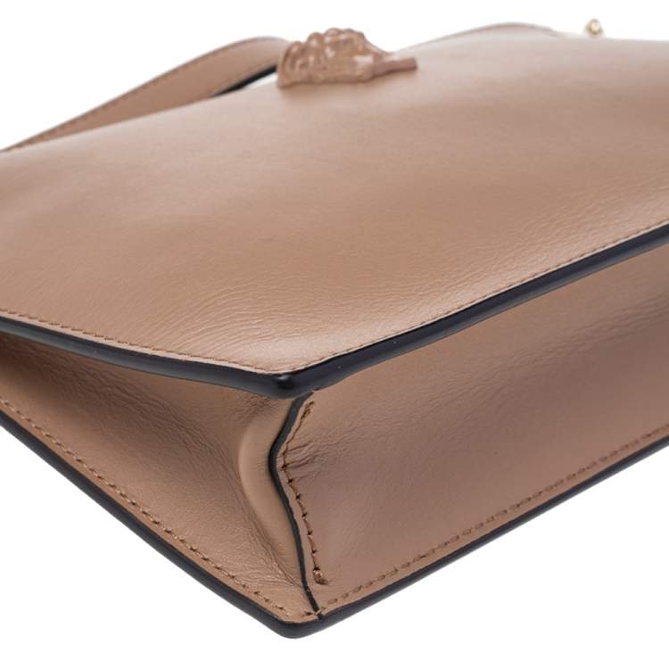 Pre Owned Versace Beige Leather Medusa Wristlet Clutch