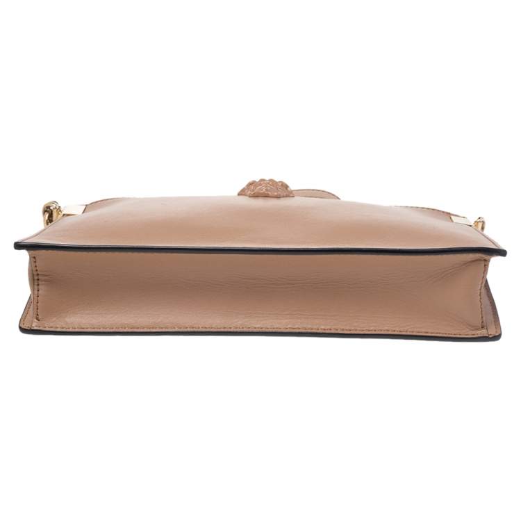 Pre Owned Versace Beige Leather Medusa Wristlet Clutch