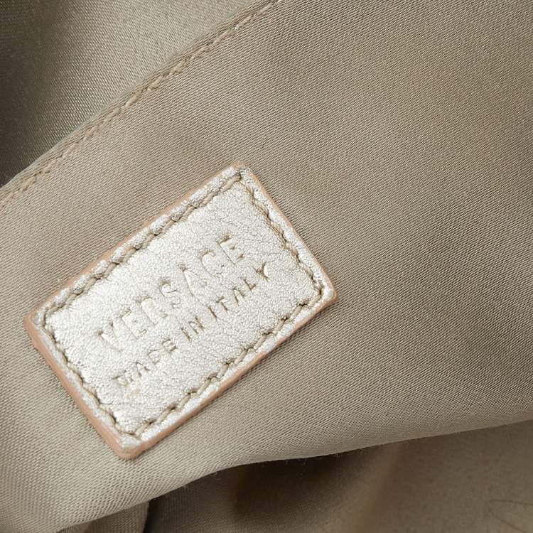 Pre Owned Versace Beige Leather And Canvas Shoulder Bag