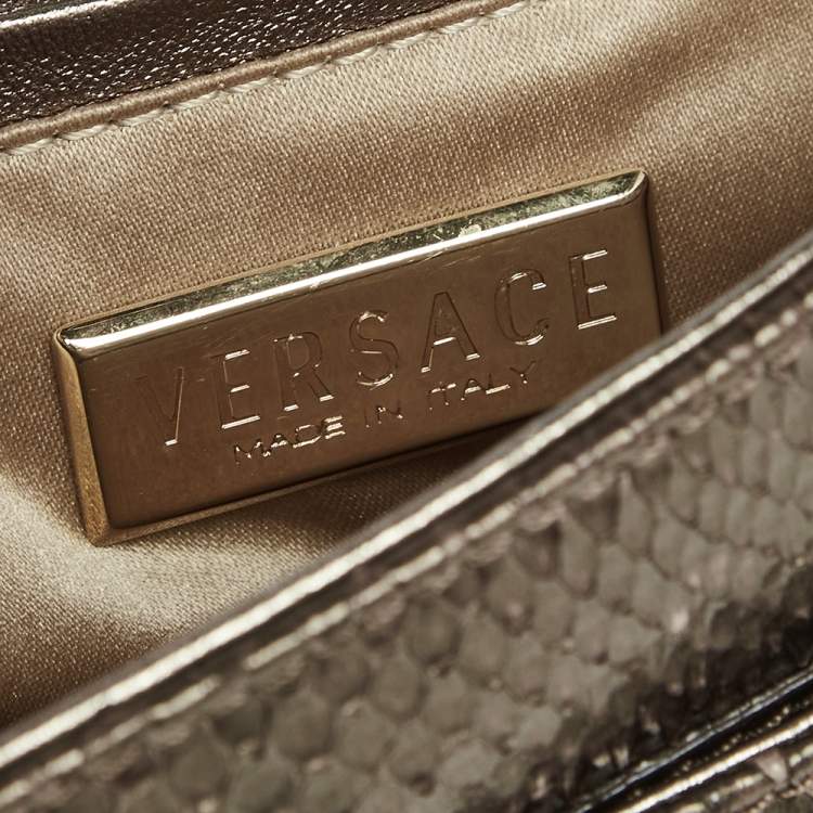 Pre Owned Versace Brown Python Small Flap Shoulder Bag