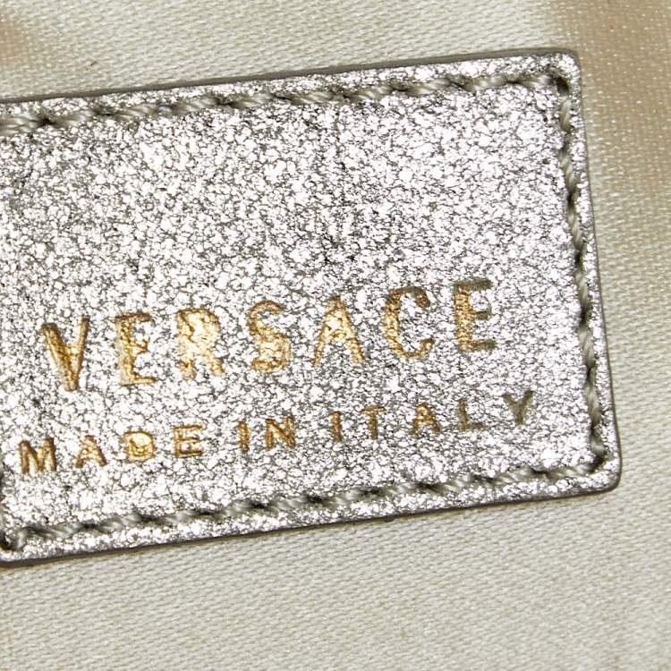 Pre Owned Versace Metallic Gold Leather Kiss Lock Chain Pochette