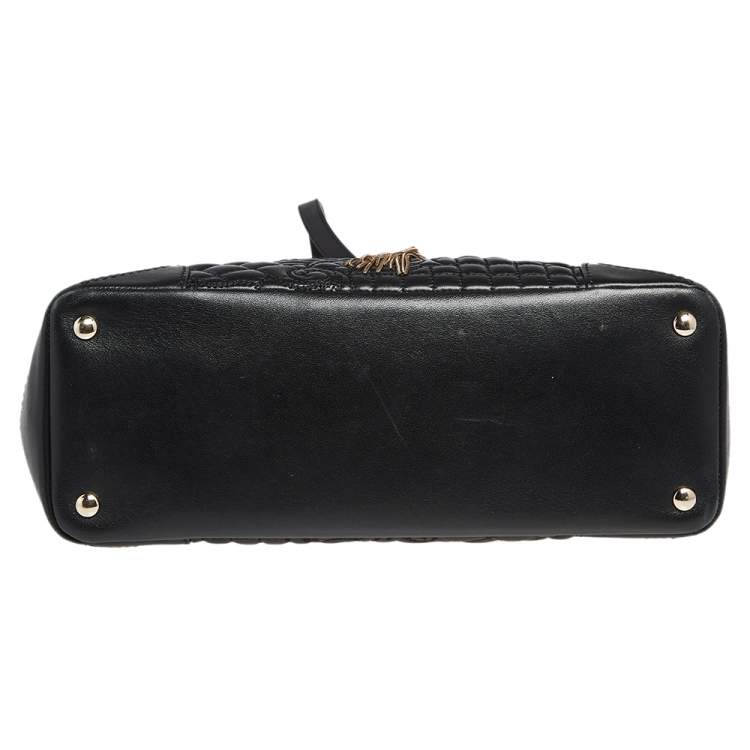 Pre Owned Versace Black Barocco Leather Altea Top Handle Bag