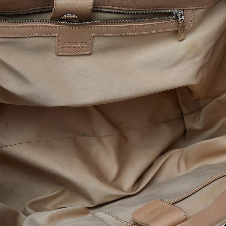 Pre Owned Versace Black Canvas And Patent Leather Tote