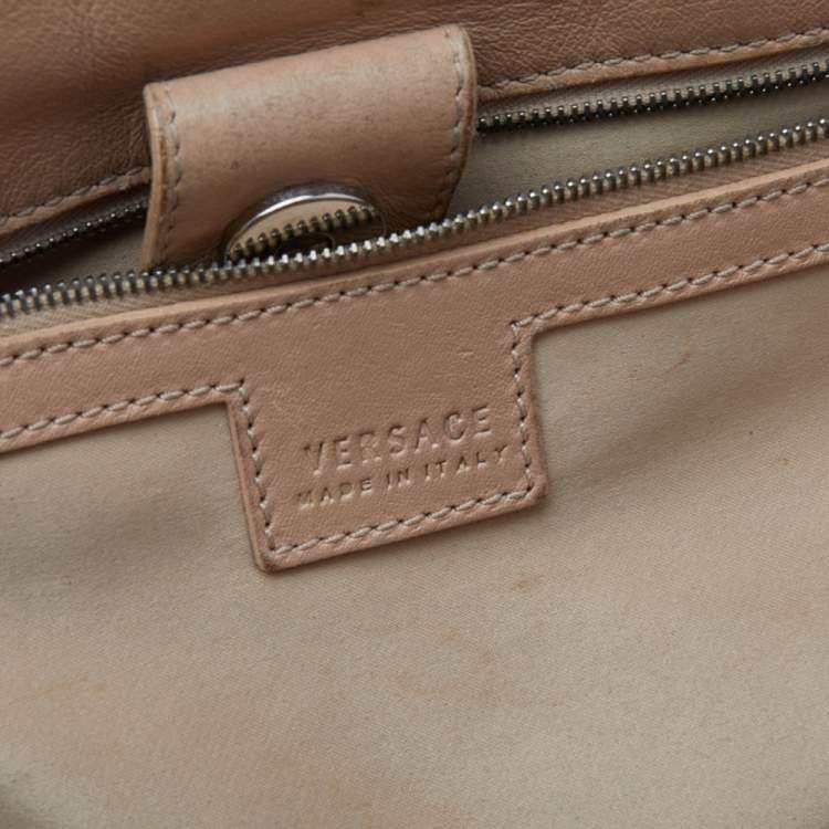 Pre Owned Versace Black Canvas And Patent Leather Tote