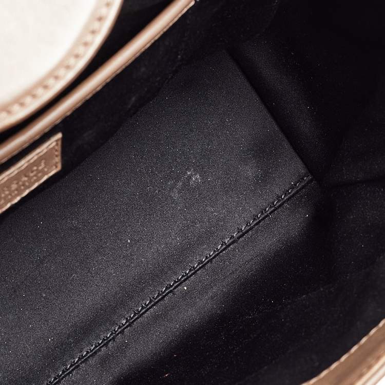 Pre Owned Versace Dark Beige Leather Small Medusa Medallion Tote