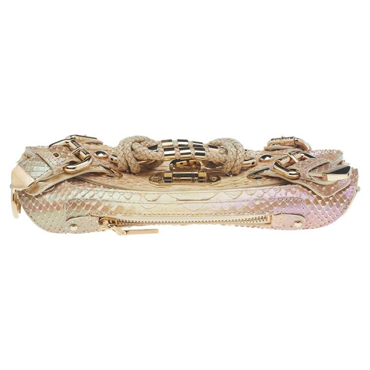 Pre Owned Versace Multicolor Glazed Python Canyon Top Handle Bag