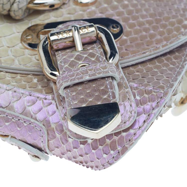 Pre Owned Versace Multicolor Glazed Python Canyon Top Handle Bag