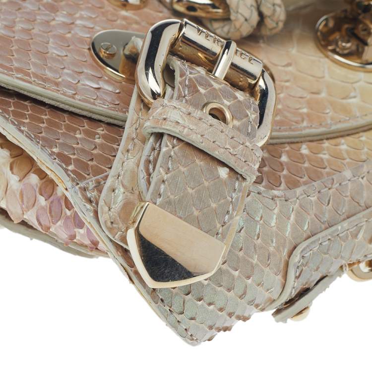 Pre Owned Versace Multicolor Glazed Python Canyon Top Handle Bag