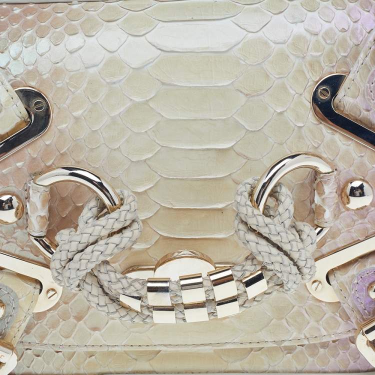 Pre Owned Versace Multicolor Glazed Python Canyon Top Handle Bag