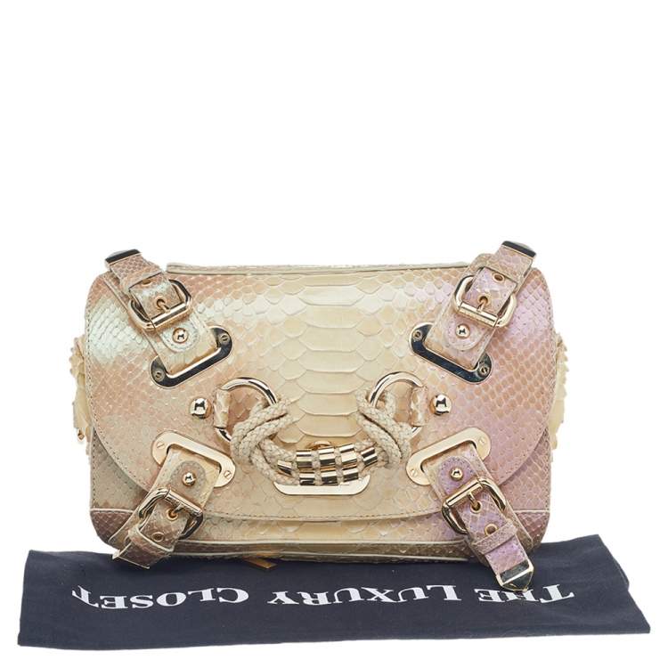Pre Owned Versace Multicolor Glazed Python Canyon Top Handle Bag