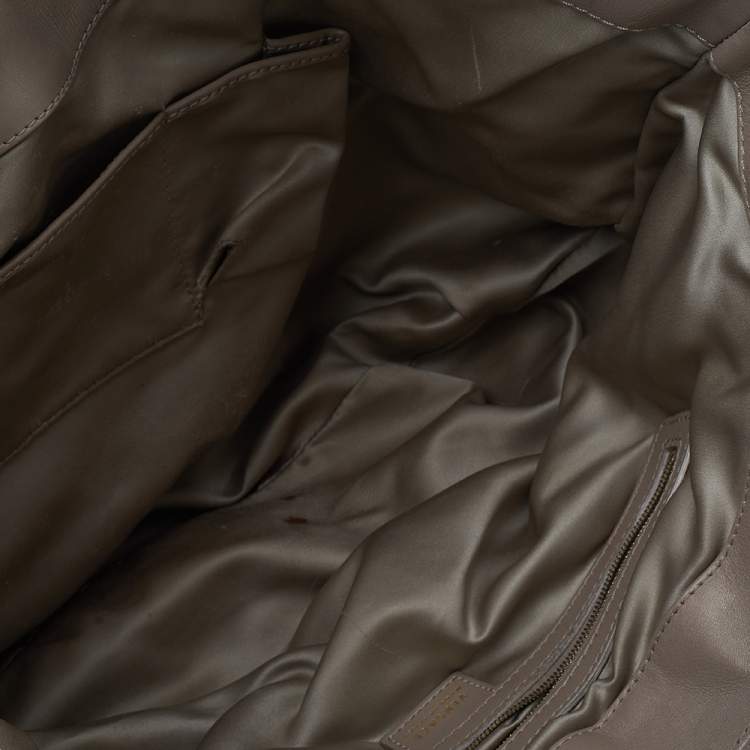 Pre Owned Versace Beige Perforated Leather Tassel Shoulder Bag