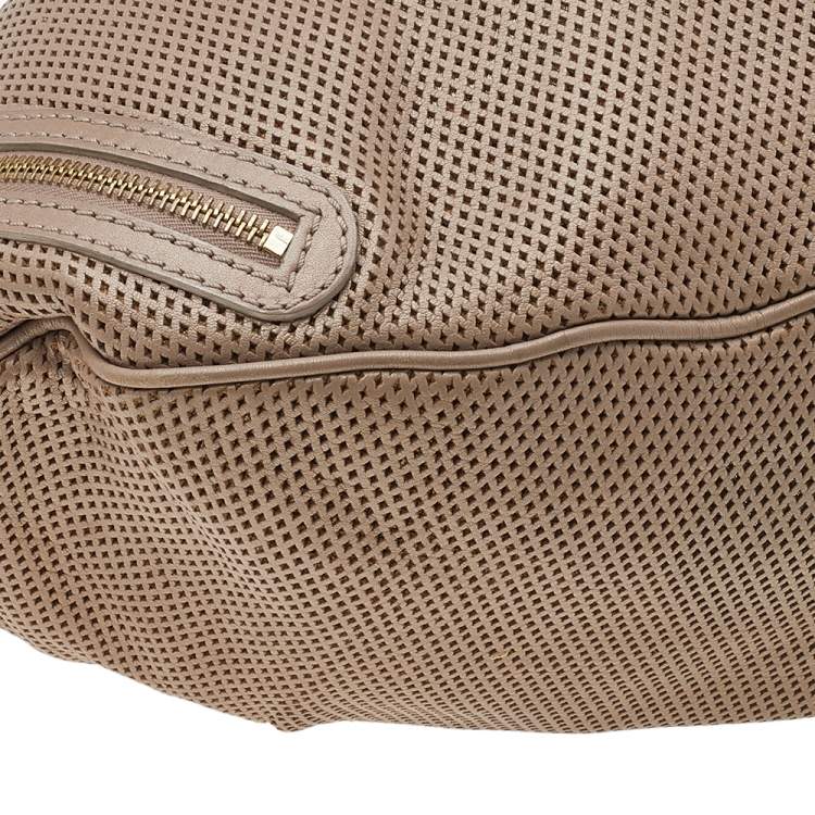 Pre Owned Versace Beige Perforated Leather Tassel Shoulder Bag