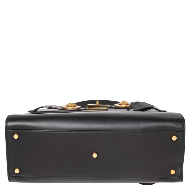 Pre Owned Versace Black Leather Icon Top Handle Bag