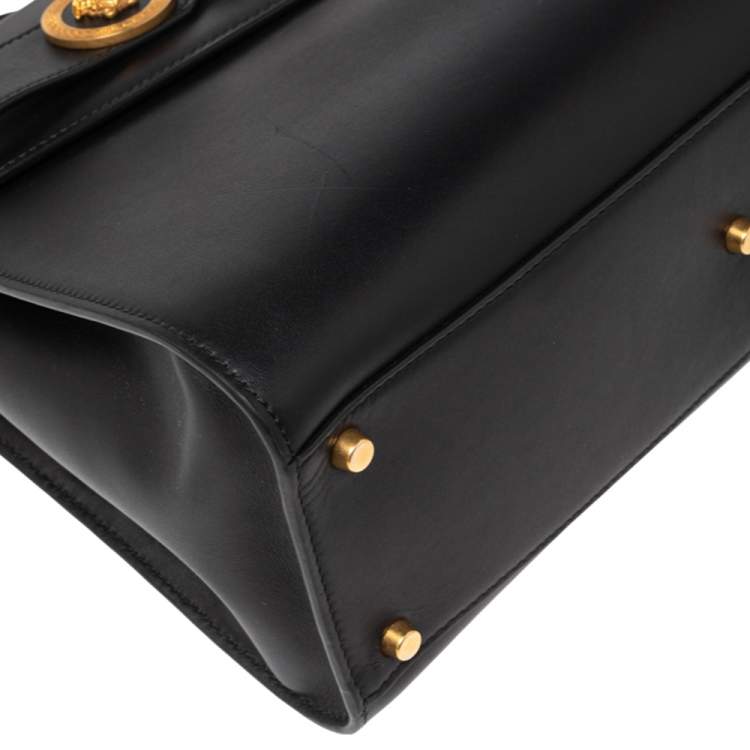 Pre Owned Versace Black Leather Icon Top Handle Bag