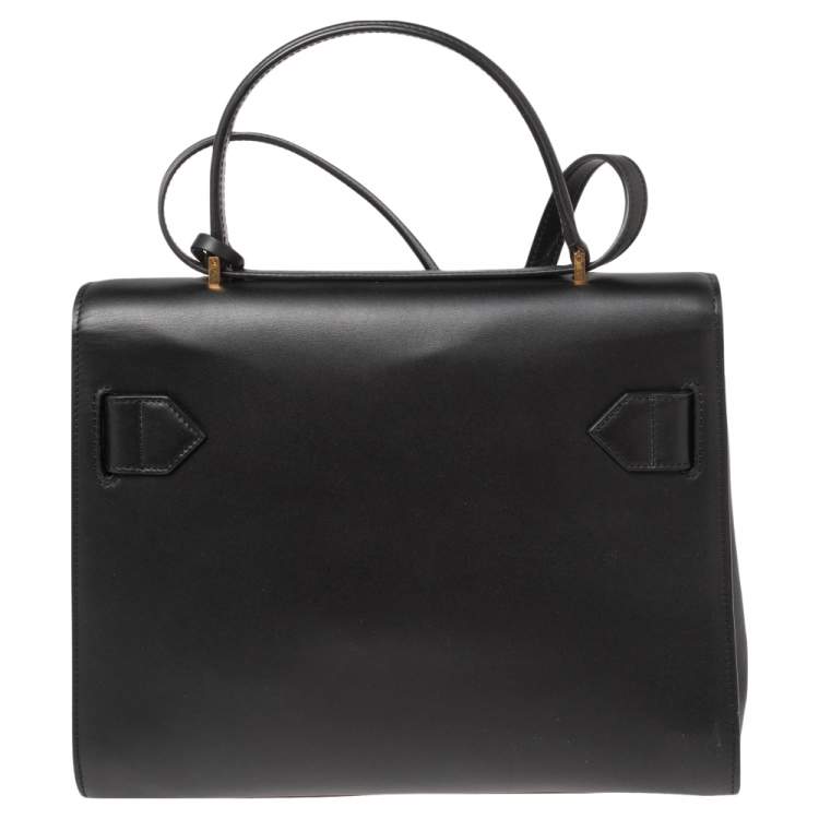 Pre Owned Versace Black Leather Icon Top Handle Bag