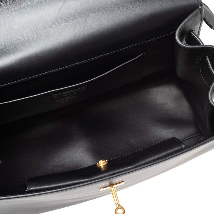 Pre Owned Versace Black Leather Icon Top Handle Bag