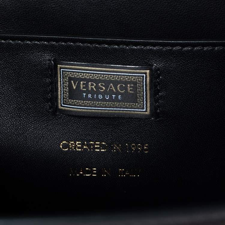 Pre Owned Versace Black Leather Icon Top Handle Bag