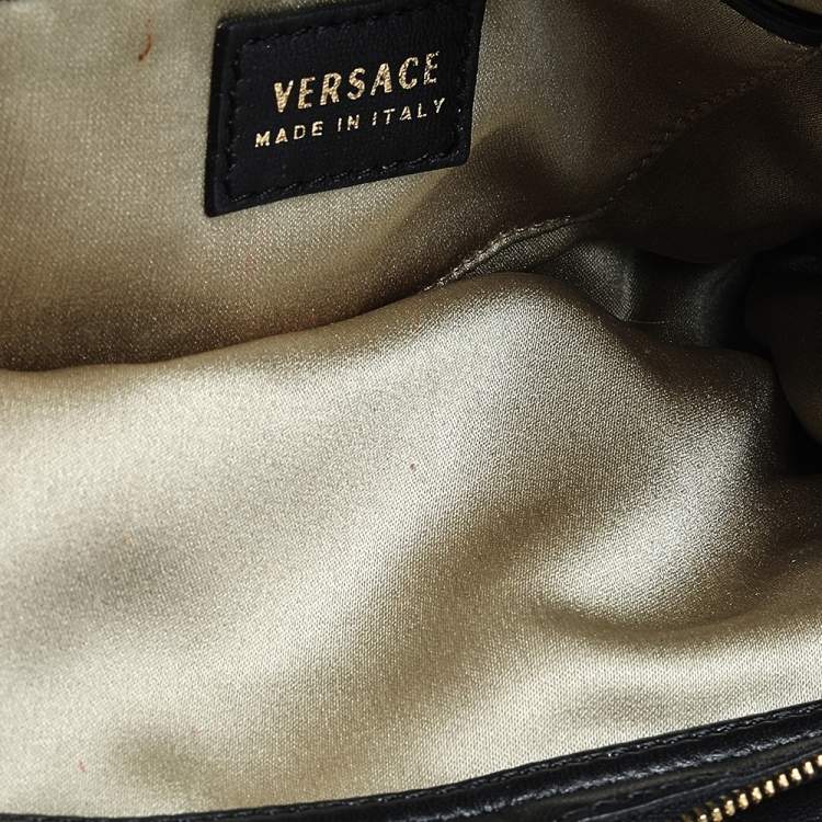 Pre Owned Versace Black Snakeskin Leather Shoulder Bag