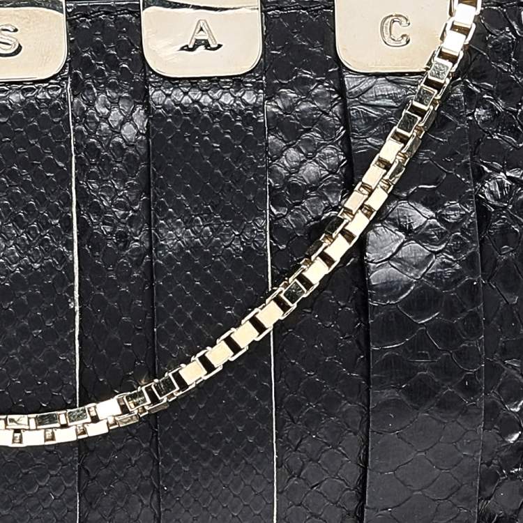 Pre Owned Versace Black Snakeskin Leather Shoulder Bag