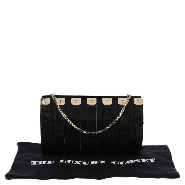 Pre Owned Versace Black Snakeskin Leather Shoulder Bag