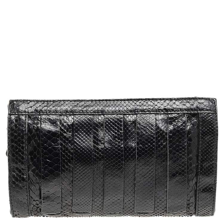 Pre Owned Versace Black Snakeskin Leather Shoulder Bag