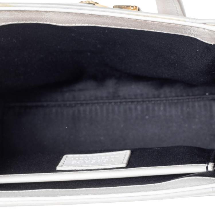 Pre Owned Versace White Leather Mini Signature Top Handle Bag