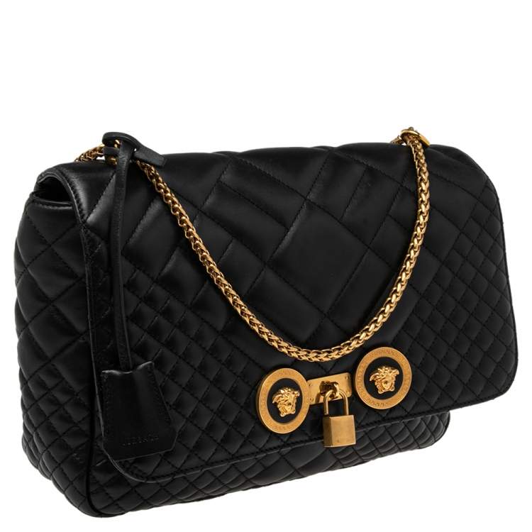 Pre Owned Versace Black Quilted Leather Icon Shoulder Bag