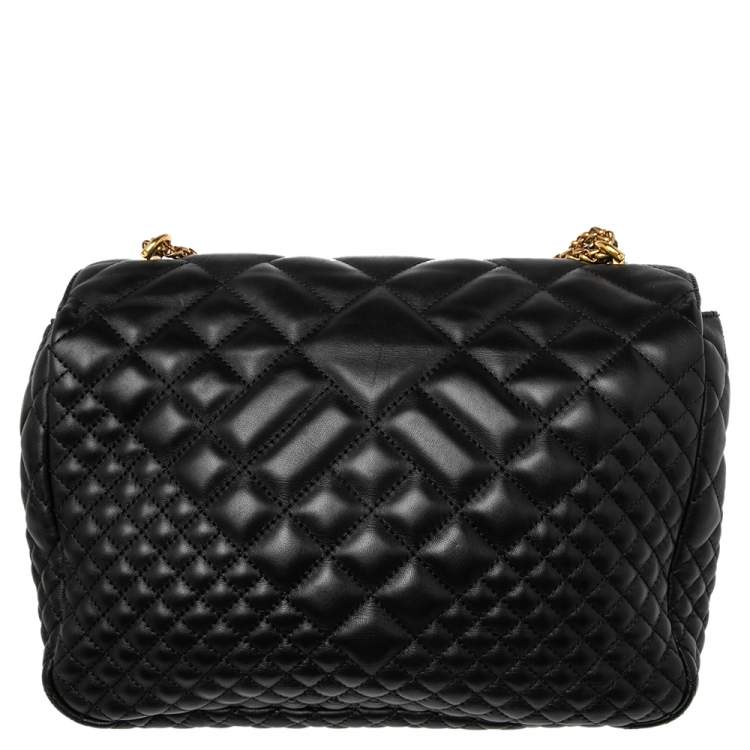 Pre Owned Versace Black Quilted Leather Icon Shoulder Bag