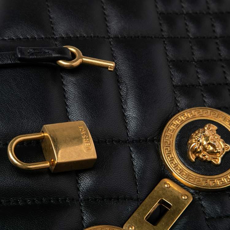 Pre Owned Versace Black Quilted Leather Icon Shoulder Bag
