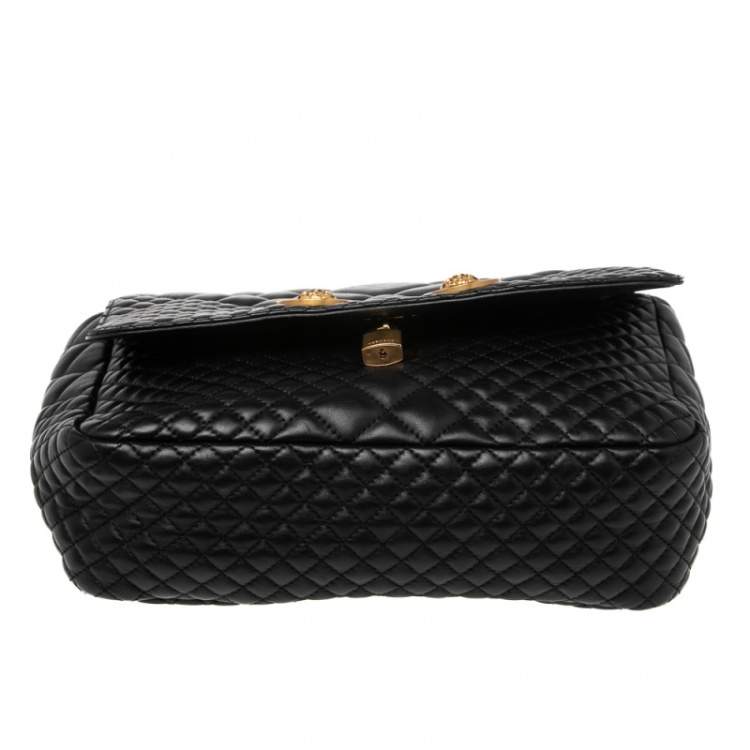 Pre Owned Versace Black Quilted Leather Icon Shoulder Bag