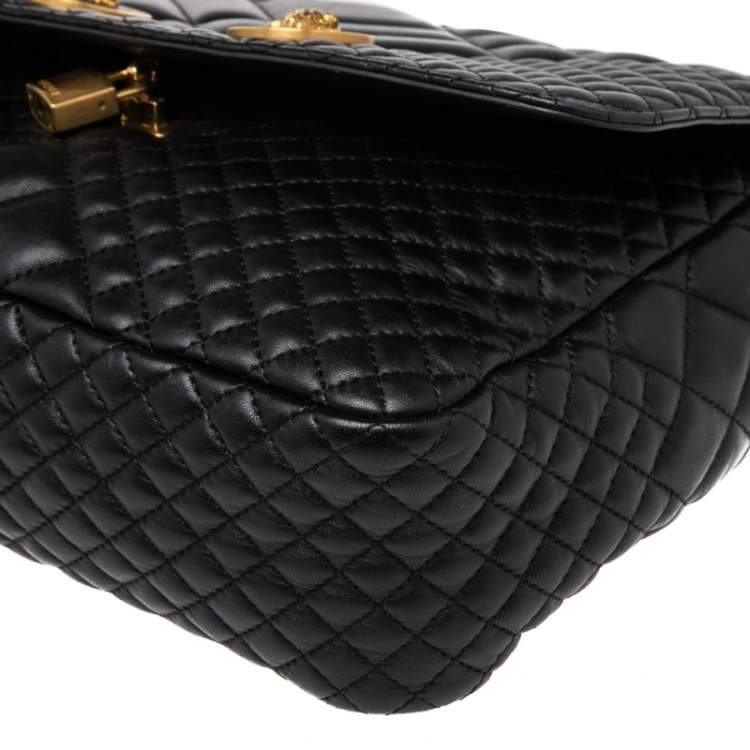 Pre Owned Versace Black Quilted Leather Icon Shoulder Bag