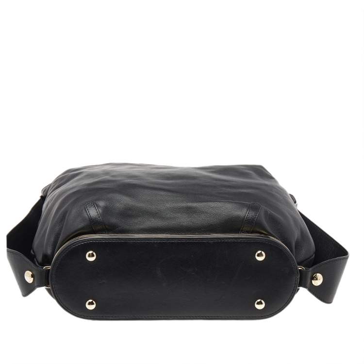 Pre Owned Versace Black Leather Shoulder Bag