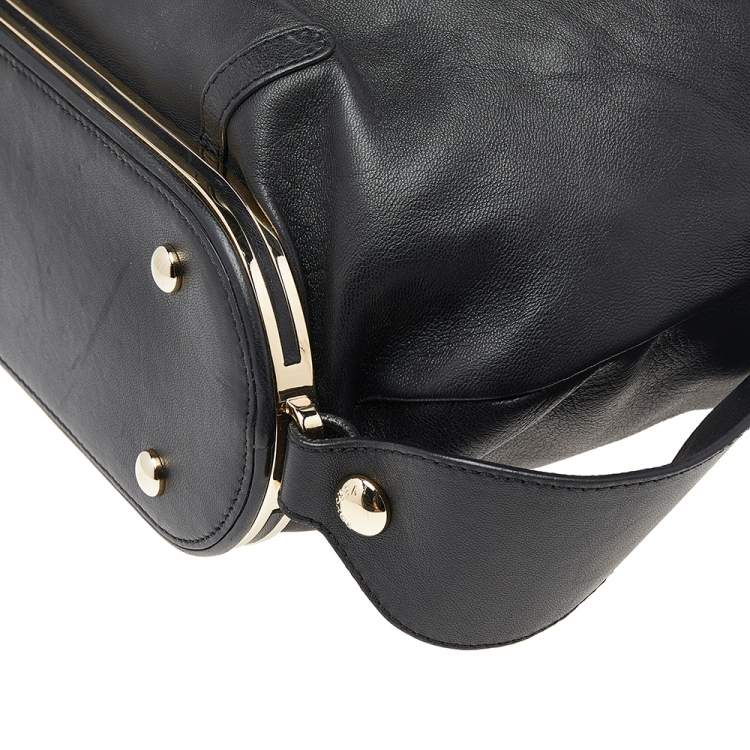 Pre Owned Versace Black Leather Shoulder Bag