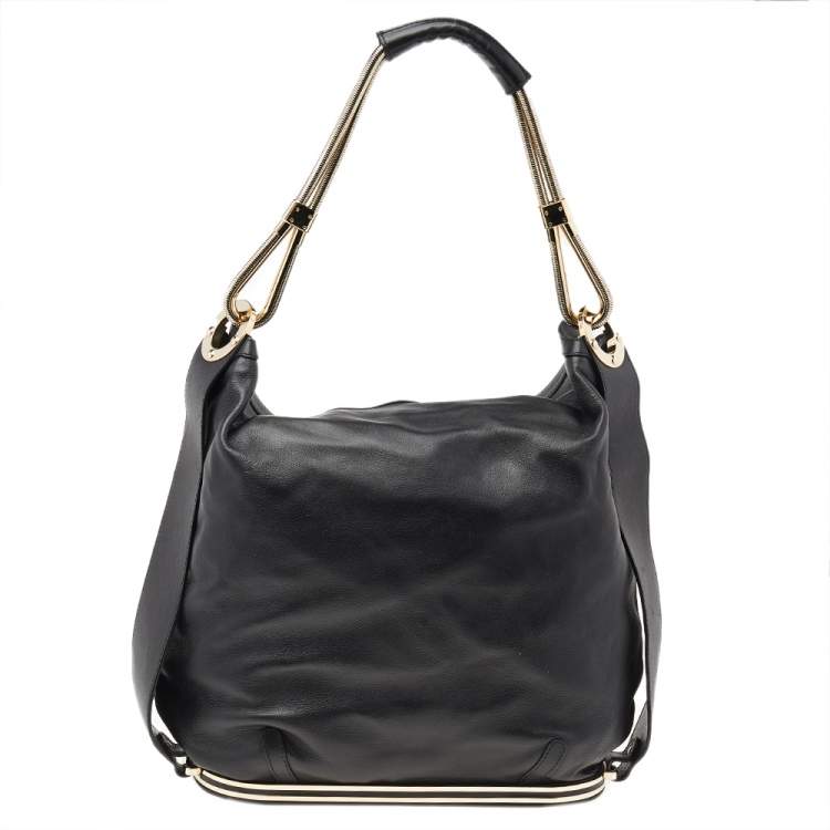 Pre Owned Versace Black Leather Shoulder Bag