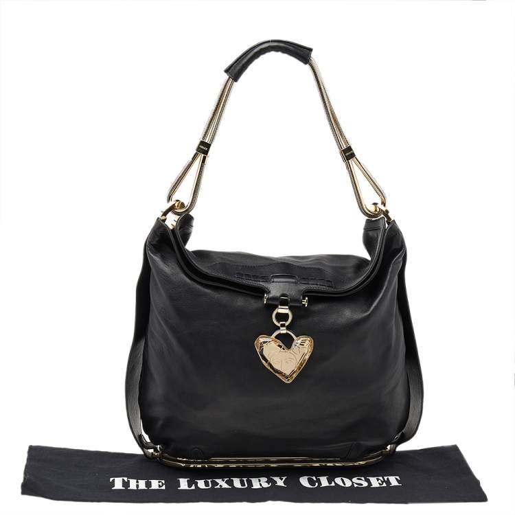 Pre Owned Versace Black Leather Shoulder Bag