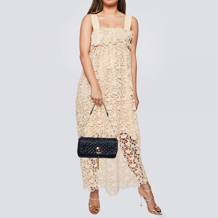 Pre Owned Versace Black Leather Vanitas Medea Shoulder Bag