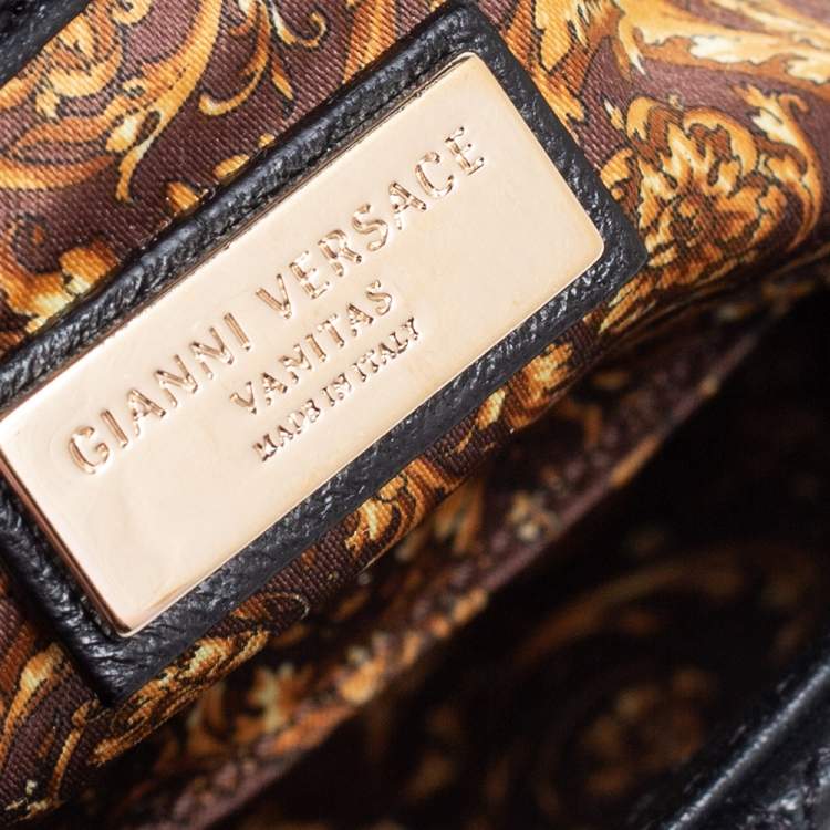 Pre Owned Versace Black Leather Vanitas Medea Shoulder Bag