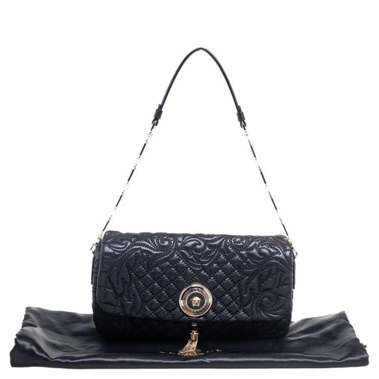Pre Owned Versace Black Leather Vanitas Medea Shoulder Bag