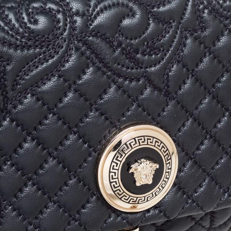 Pre Owned Versace Black Leather Vanitas Medea Shoulder Bag
