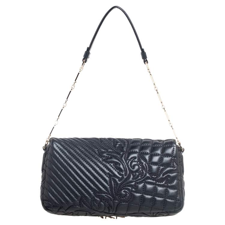 Pre Owned Versace Black Leather Vanitas Medea Shoulder Bag