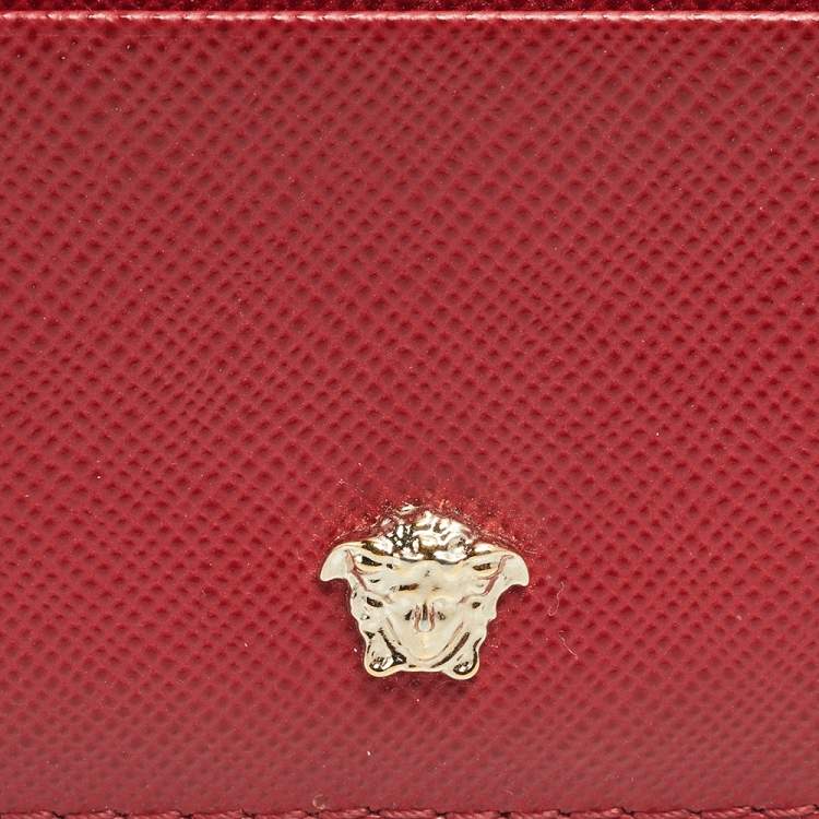 Pre Owned Versace Red Leather Medusa Card Case